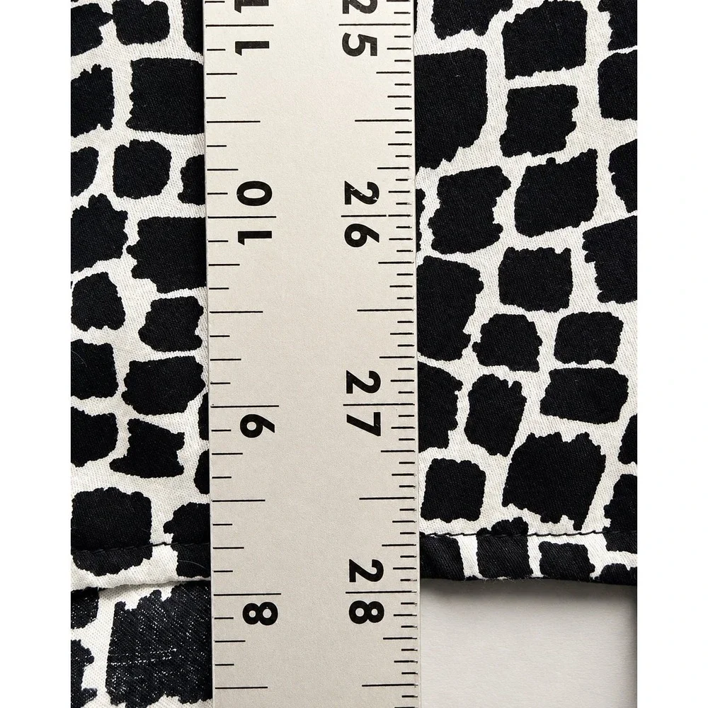 Orvis Shirt Women 16 Black White Geometric Wrinkle Free Cotton Button Down